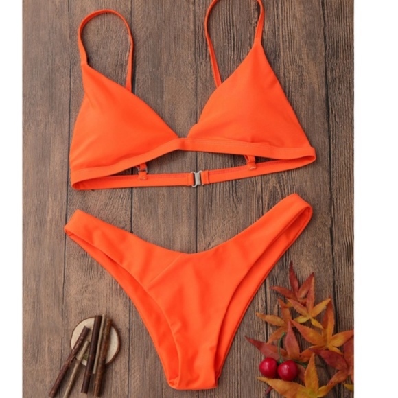 Bright Orange Print Cheeky Bikini - Picture 2 of 4